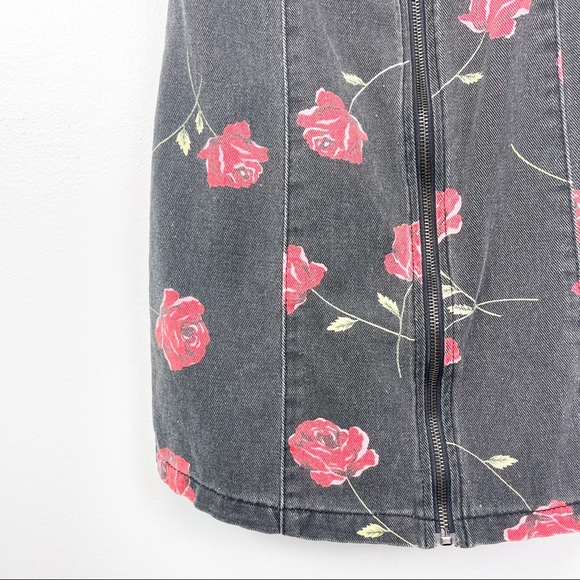 MinkPink Black Denim Dress with Roses, Size S - Picture 5 of 7